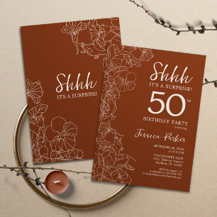 Invitation Terracotta Botanical Surprise 50e anniversaire