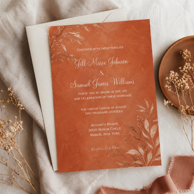 Invitation Terracotta Botanique Chaud Boho (Créateur téléchargé)