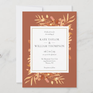 Invitation Terracotta Botanique Or Mariage géométrique