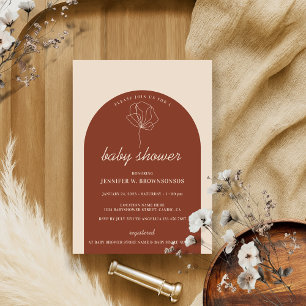 Invitation Terracotta Botanique Simple Boho Baby shower Party