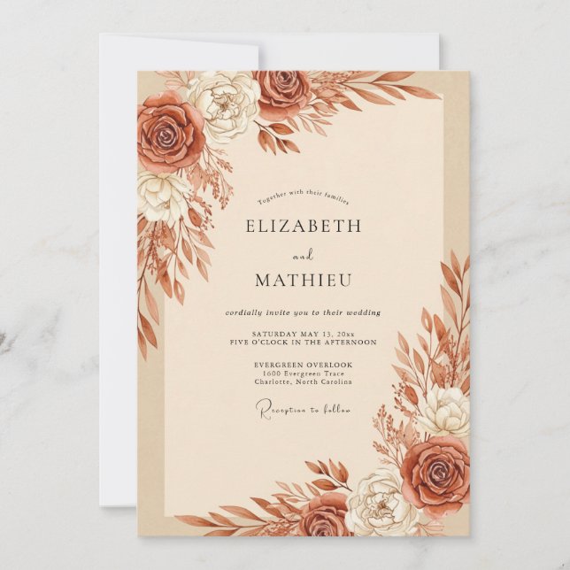 Invitation Terracotta Bountiful Autumnal Wedding (Devant)