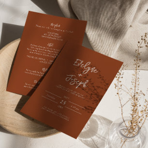 Invitation Terracotta Brûlé Orange Boho Tout En Un Mariage