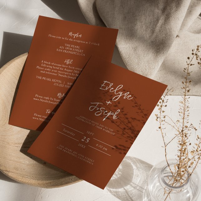 Invitation Terracotta Brûlé Orange Boho Tout En Un Mariage (Créateur téléchargé)