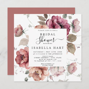 Invitation Terracotta Burgundy Fall Boho Floral Fête des mari