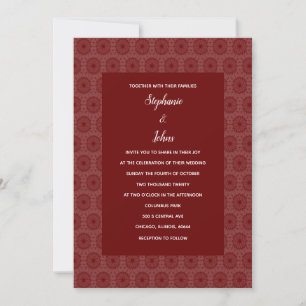 Invitation Terracotta Burgundy Rouge Floral Mariage Boho