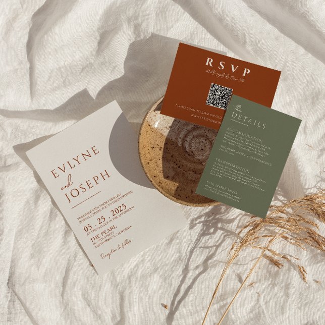 Invitation Terracotta Burn Orange Minimaliste Boho Mariage (Créateur téléchargé)