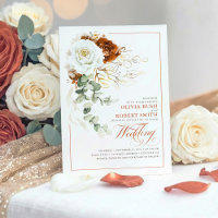 Terracotta Burnt Orange & Blanc Floral Mariage
