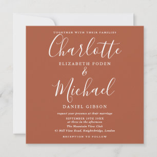 Invitation Terracotta Burnt Orange Élégant Mariage Script