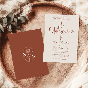 Invitation Terracotta Burnt Orange Mariage espagnol moderne
