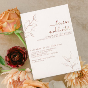 Invitation Terracotta Burnt Orange Script Mariage botanique