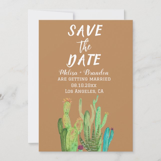 Invitation Terracotta Cactus Désert Arizona Mariage rustique (Devant)