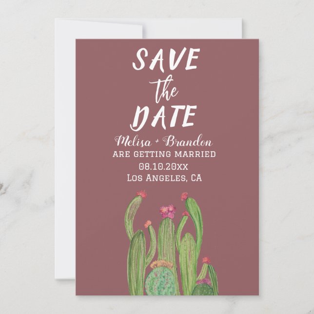 Invitation Terracotta Cactus Désert Arizona Mariage rustique (Devant)