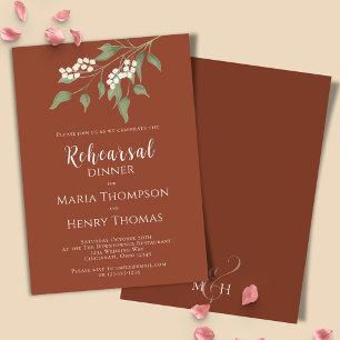 Invitation Terracotta Calligraphie Ampersand Verdure Floral