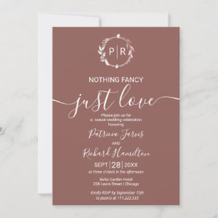 Invitation Terracotta Calligraphie Monogramme Photo Mariage