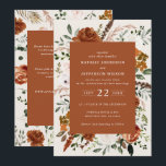 Invitation Terracotta chic floral élégant détails de mariage<br><div class="desc">Rendez-vous de mariage floral rustique et chic à l'aquarelle et carte de détails. Avec belle rouille,  terre cuite,  rose rousse,  noir et sauge vert pampas herbe eucalyptus aquarelle invitation et fiche de détails. Cette invitation de mariage moderne est sûr de définir le style pour votre grand jour.</div>