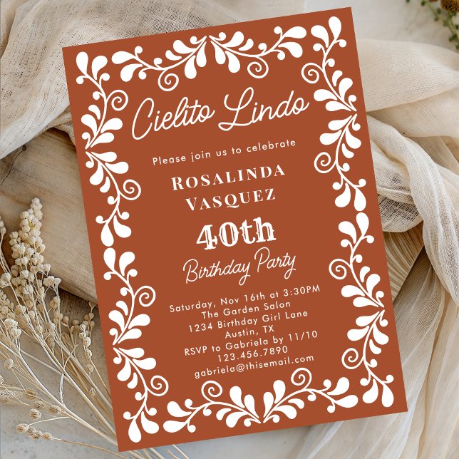 Invitation Terracotta Cielito Lindo 40e anniversaire mexicain (Créateur téléchargé)