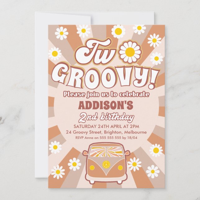 Invitation Terracotta deux Super Retro 2e anniversaire (Devant)