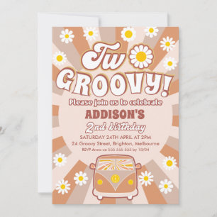 Invitation Terracotta deux Super Retro 2e anniversaire