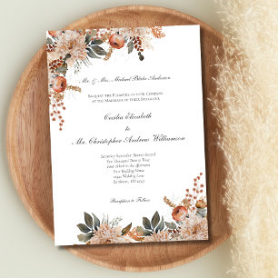 Invitation Terracotta Earth Tones Floral Botanique Mariage