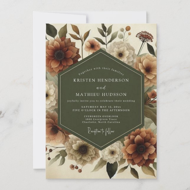 Invitation Terracotta Earthy Autumn Wedding (Devant)
