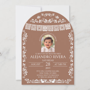 Invitation Terracotta El Bautizo Boy Photo Baptême Arche