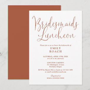 Invitation Terracotta Élégant Script Bridesservantes Déjeuner