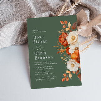 Invitation Terracotta Et Mariage Floral Vert Sage