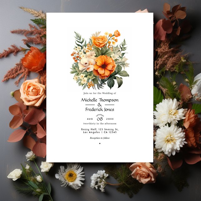 Invitation Terracotta et verdure Mariage Floral (Créateur téléchargé)
