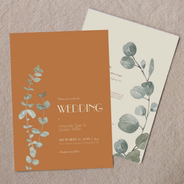 Invitation Terracotta Eucalyptus Déco Tout En Un Mariage (Créateur téléchargé)