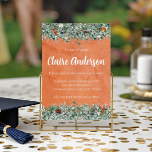 Invitation Terracotta Eucalyptus Orange Floral Diplômé