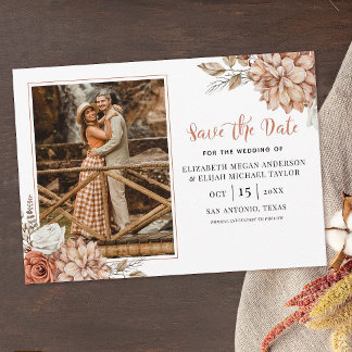 Invitation Terracotta Fall Boho Floral Photo Enregistrer la d