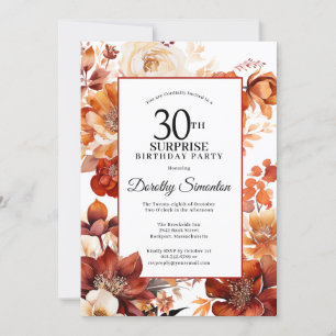 Invitation Terracotta Fall Flowers 30e Anniversaire surprenan