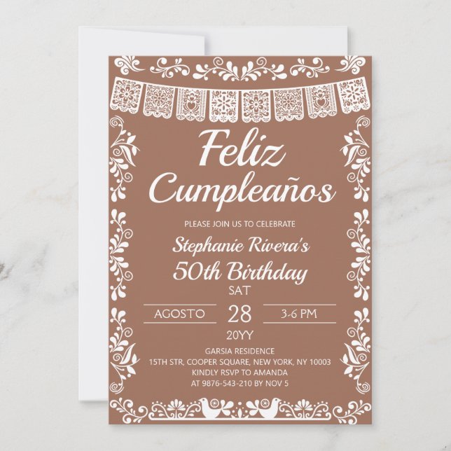 Invitation Terracotta Feliz Cumpleaños Birthday (Devant)