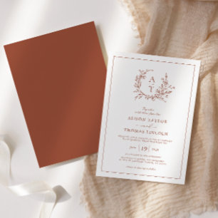 Invitation Terracotta Fleur sauvage Crest Monogramme Mariage