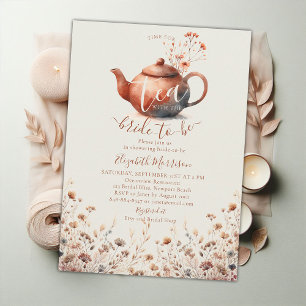 Invitation Terracotta Fleur sauvage moderne thé nuptiale douc