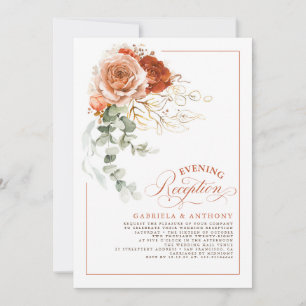 Invitation Terracotta Fleurs Orange Brûlées Réception De Mari