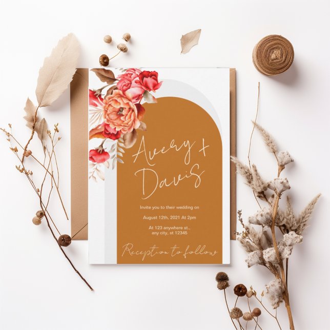 Invitation Terracotta Floral Boho Wedding Invite (Créateur téléchargé)