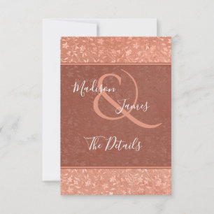 Invitation Terracotta Floral, Coeurs Vins Mariage Insertion