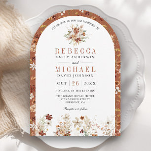 Invitation Terracotta Floral Fleur sauvage Blanc Arc Mariage