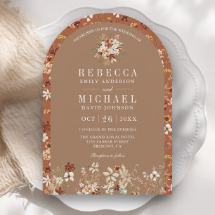 Invitation Terracotta Floral Fleur sauvage Mariage Arc Beige