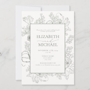 Invitation Terracotta Floral Line Art Post Mariage Brunch