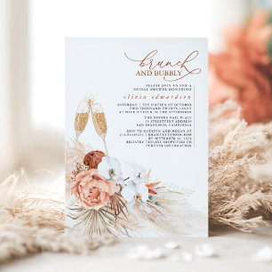 Invitation Terracotta Floral Pampas Grass Brunch et Bubbly