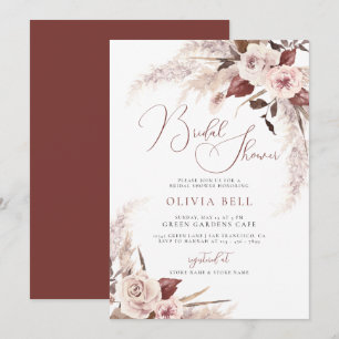 Invitation Terracotta Floral Pampas Terme Fête des mariées Bo