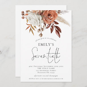 Invitation Terracotta Florals Seveneth Anniversaire