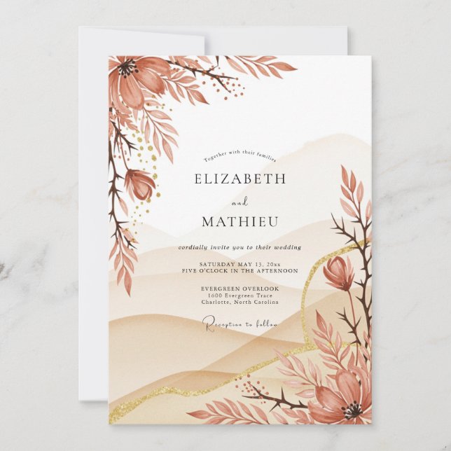 Invitation Terracotta Graceful Desert Wedding (Devant)