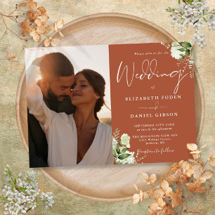 Invitation Terracotta Green Mariage photo Floral