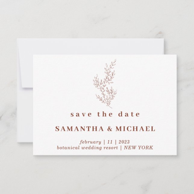 Invitation Terracotta Indie Autumn Floral Enregistrer la date (Devant)