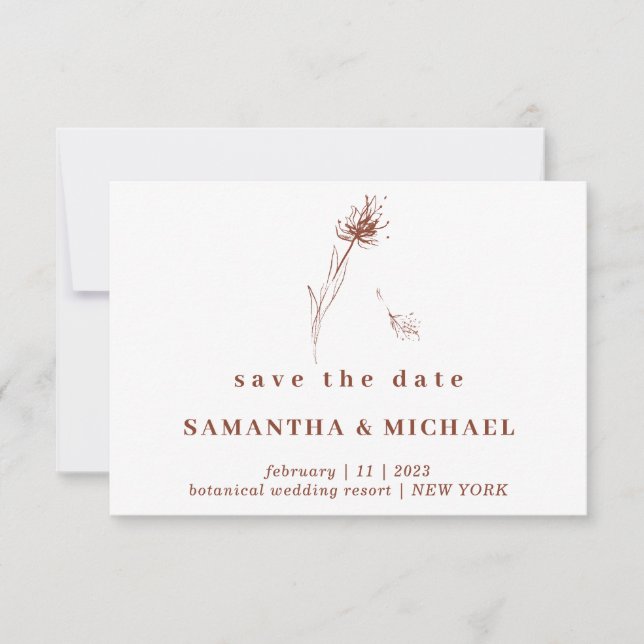 Invitation Terracotta Indie Dandelion Flower Enregistrer la d (Devant)