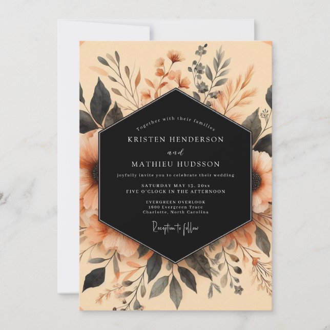 Invitation Terracotta Inky Botanical Wedding (Devant)