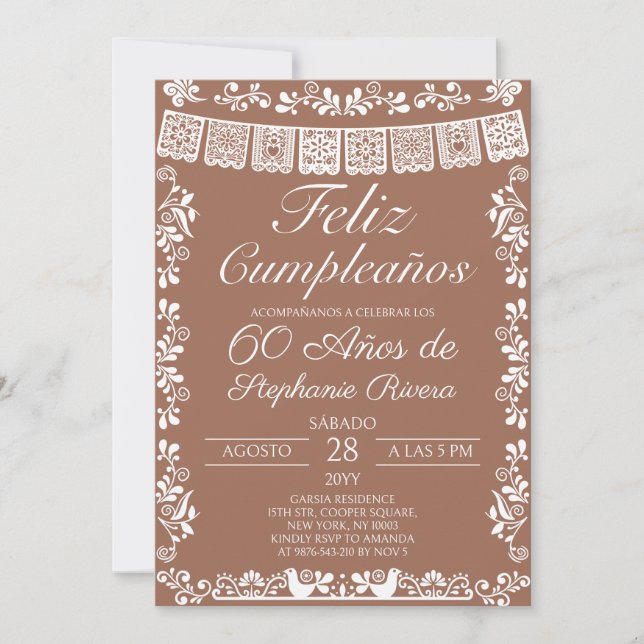 Invitation Terracotta Joyeux Anniversaire 60 ans (Devant)